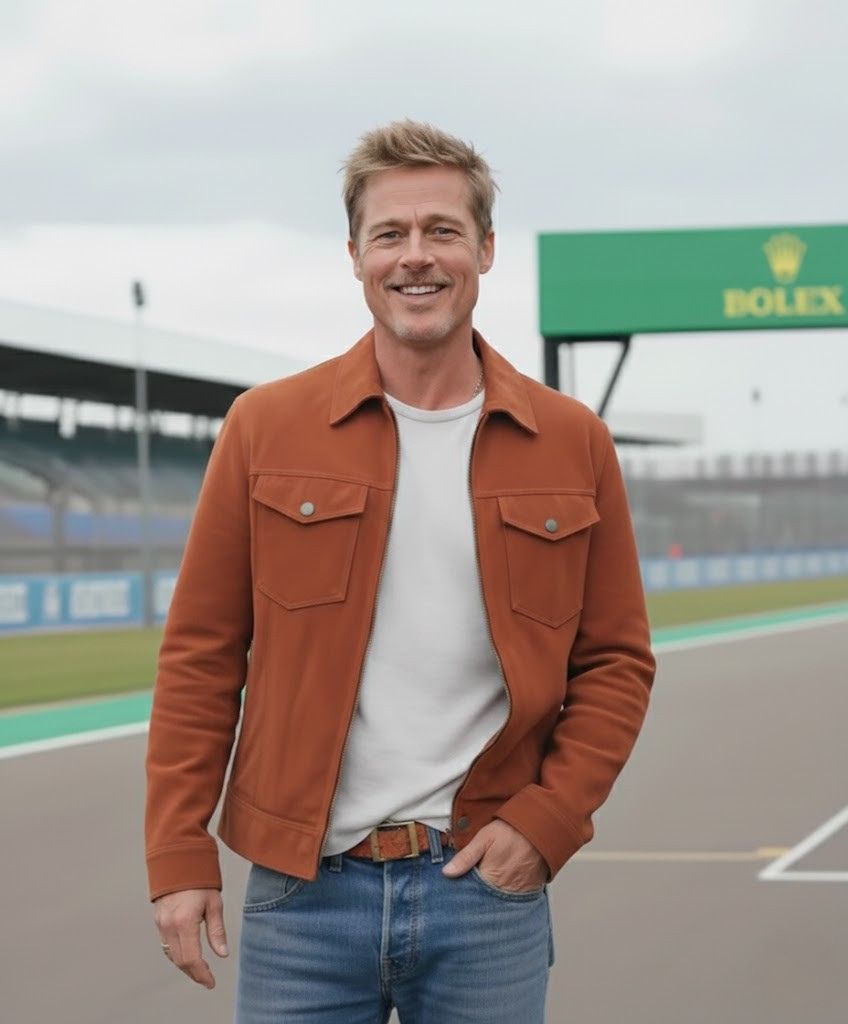 Brad Pitt’s Burnt Orange Suede Jacket Full Outfit Breakdown